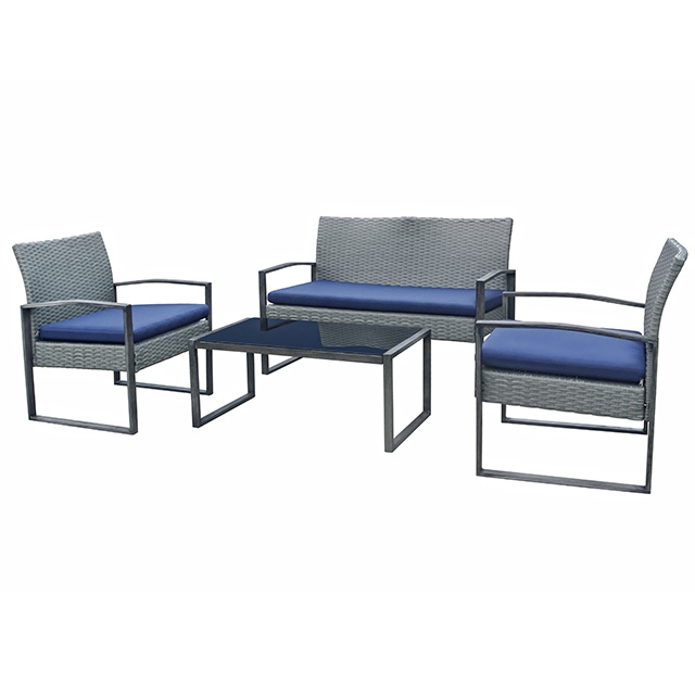 Stellahome Wicker Patio Furniture Outdoor Conversation Sets 4 Piece Grey Cushioned